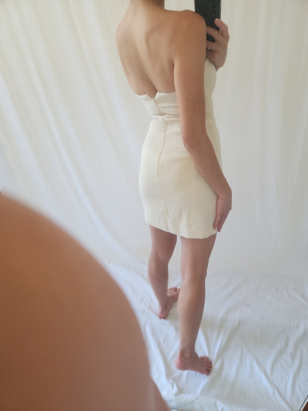 Meshki Strapless Cream Bodycon Mini - Picture 8 of 14
